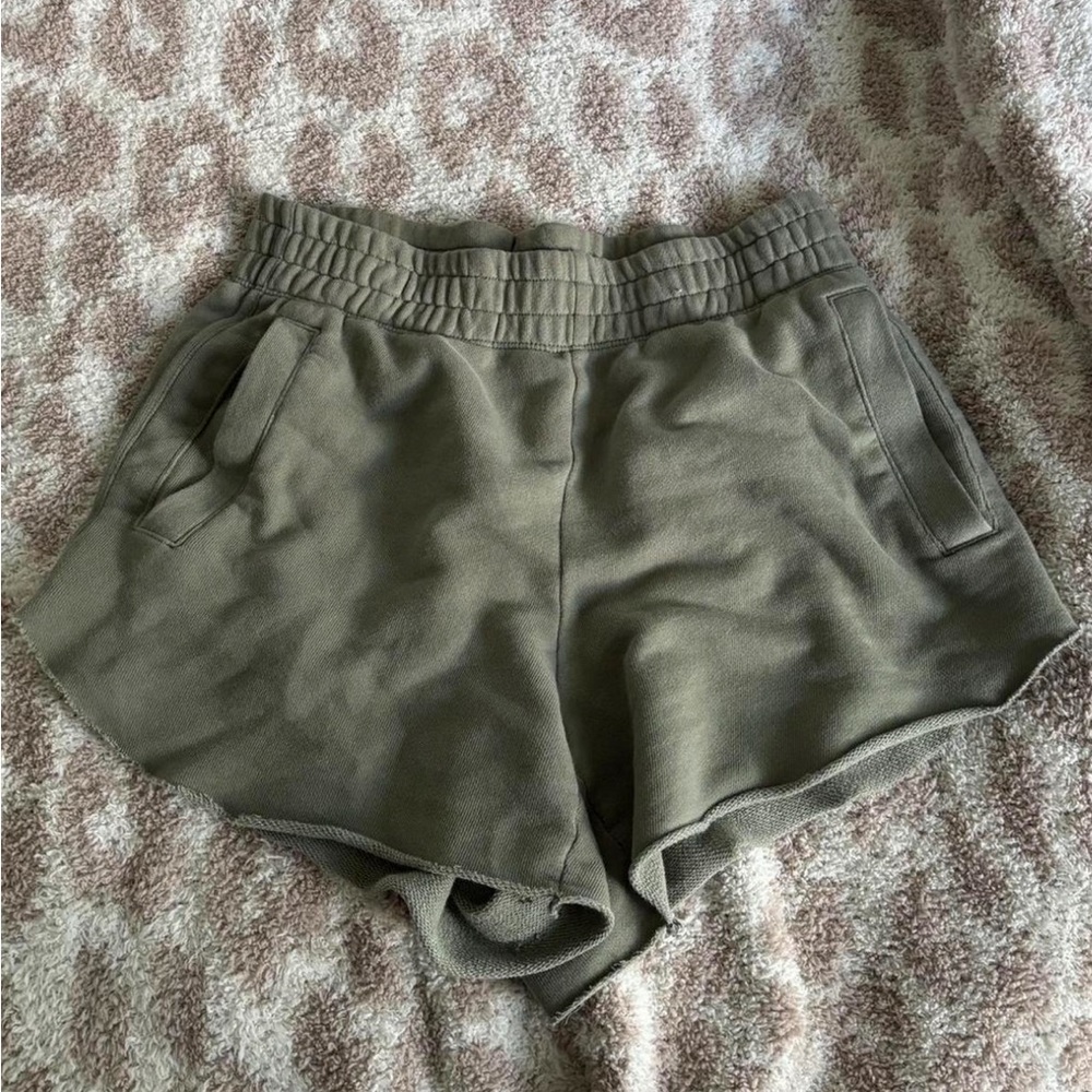 aerie green sweat shorts